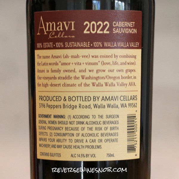 Amavi Cellars 2022 Cabernet Sauvignon - 6 Bottles