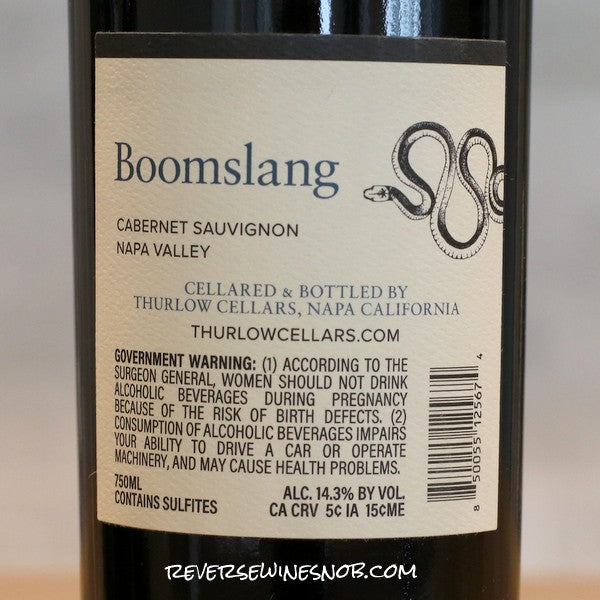 Thurlow Cellars Boomslang Cabernet Sauvignon Napa Valley 3 Bottles SUMMER SHIP