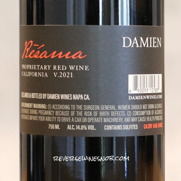 Damien 2021 Rēśama Proprietary Red Wine 4 Bottles