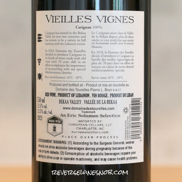 Domaine des Tourelles 2021 Vieilles Vignes Carignan 4 Bottles SUMMER HOLD
