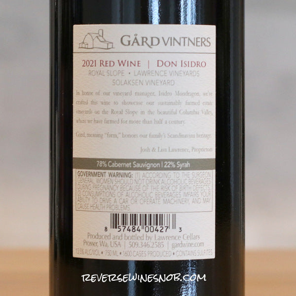 Gård Vintners 2021 "The Don" Cabernet Sauvignon 6 bottles