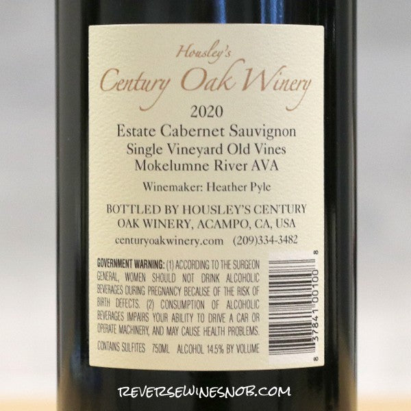 Housley's Century Oak Winery 2020 Judy's Cabernet Sauvignon - 4 Bottles