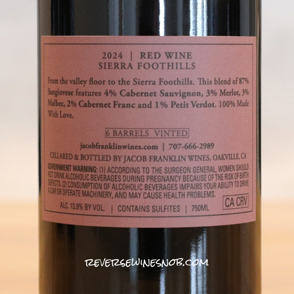 Jacob Franklin Sierra Foothills Italian Reds - 4 Bottles