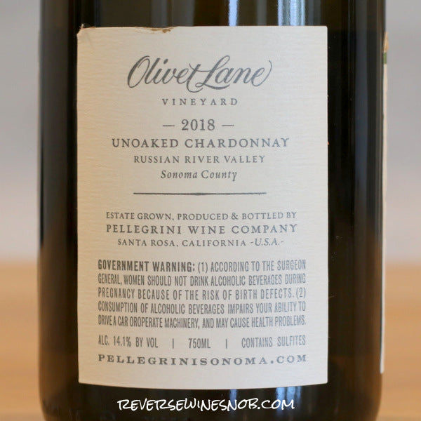 Pellegrini 2018 Olivet Lane Chardonnays 4 Bottles SUMMER SHIP