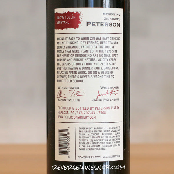 Peterson 2020 Old School Tollini Vineyard Zinfandel 4 Bottles