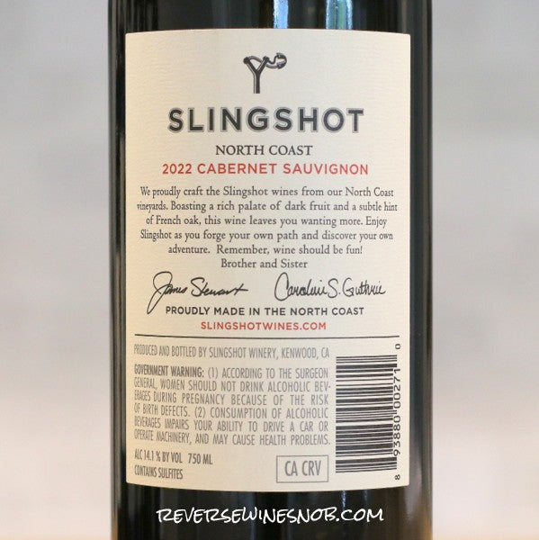 Slingshot 2022 North Coast Cabernet Sauvignon 6 Bottles SUMMER HOLD