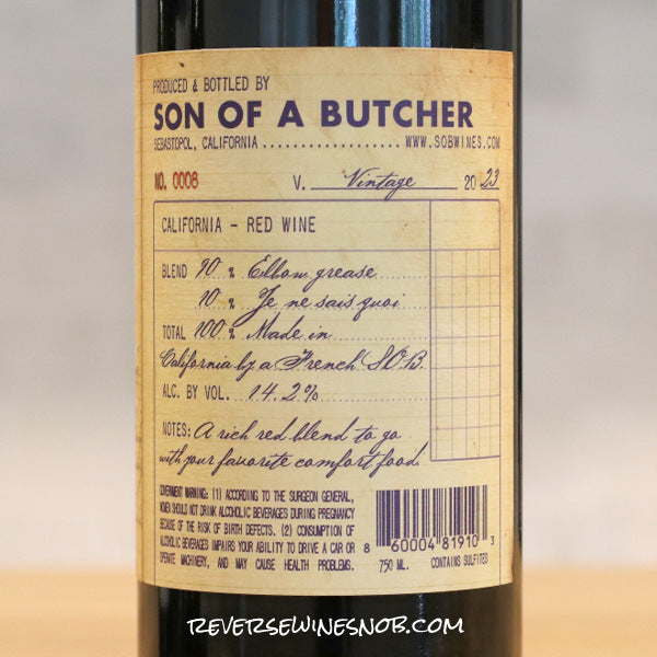 Son of a Butcher 2023 Red Blend 6 Bottles SUMMER SHIP