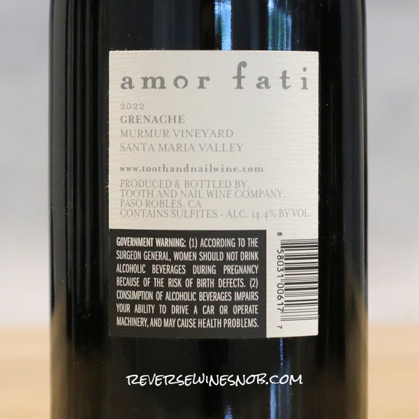 Tooth & Nail Amor Fati 2022 Grenache 3 Bottles SUMMER HOLD
