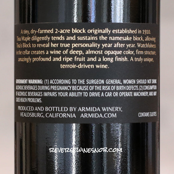 Armida 2021 Tina's Block Maple Vineyard Zinfandel 3 Bottles