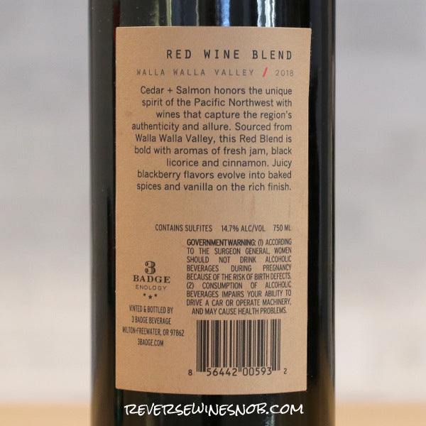 Cedar & Salmon 2018 Red Blend 6 Bottles