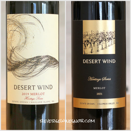 Desert Wind 2019 and 2021 Heritage Series Merlot 4 Bottles
