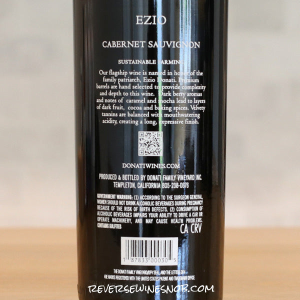 Donati 2022 Ezio Paso Robles Cabernet Sauvignon 4 Bottles SUMMER SHIP