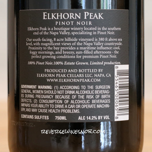 Elkhorn Peak 2020 Napa Valley Pinot Noir 3 Bottles SUMMER SHIP