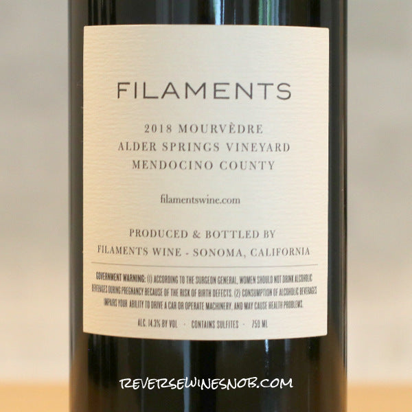Filaments 2018, 2019, 2021 Alder Springs Mourvedre 3 Bottles SUMMER HOLD