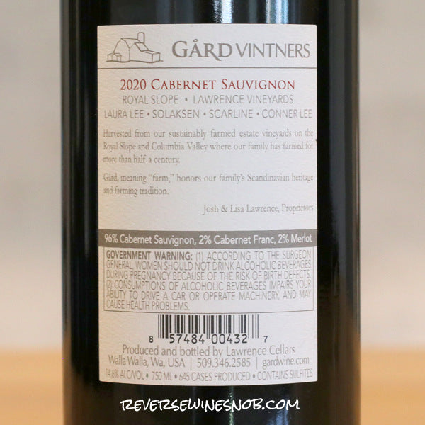 Gard Vintners 2020 Estate Cabernet Sauvignon 3 bottles SUMMER HOLD