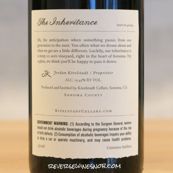 Kivelstadt 2020 The Inheritance Syrah 3 Bottles