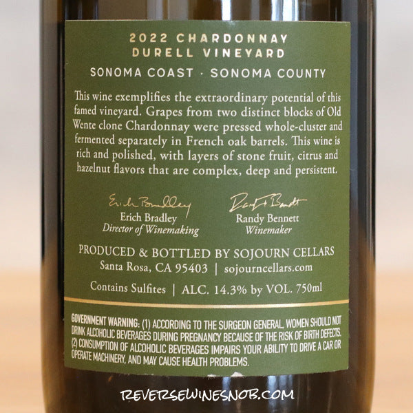 Sojourn Cellars 2021 - 2022 Single Vineyard Chardonnays - 4 Bottles