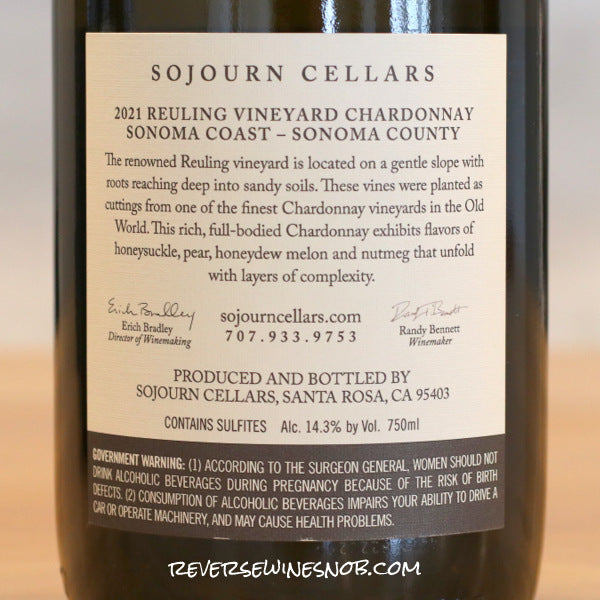 Sojourn Cellars 2021 - 2022 Single Vineyard Chardonnays - 4 Bottles