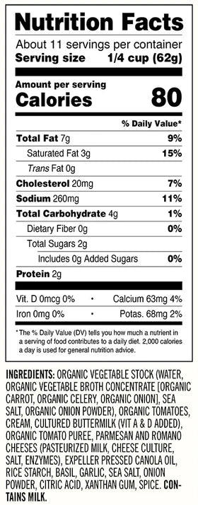 Sonoma Gourmet Creamy Tomato Parmesan Nutrition