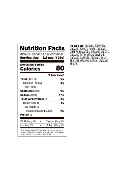 Sonoma Gourmet Cherry Tomato Basil Nutrition