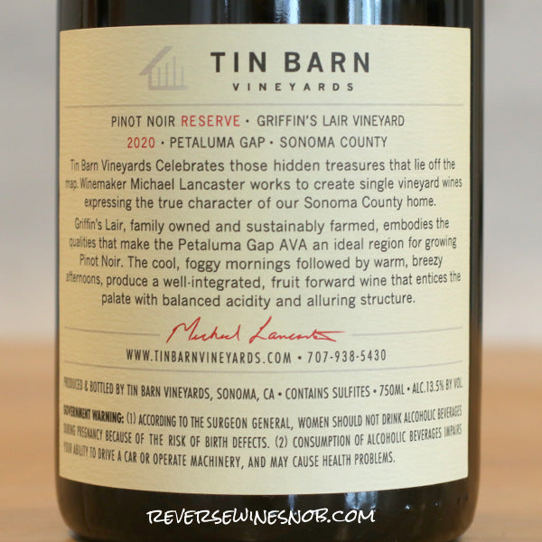Tin Barn Vineyards 2020 - 2021 Pinot Noirs 4 Bottles
